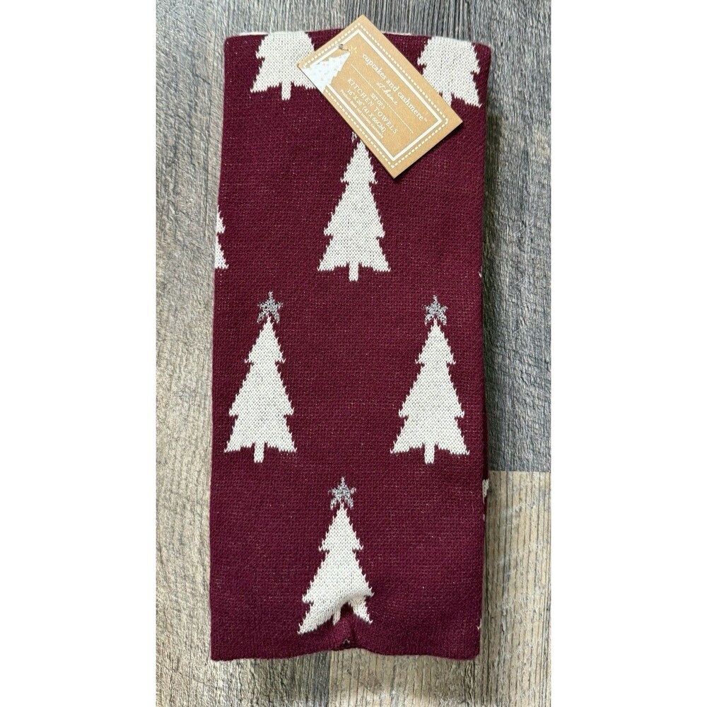 Cupcakes & Cashmere Set of 3 Christmas Tree Kitchen Towels NWT Holiday Decor